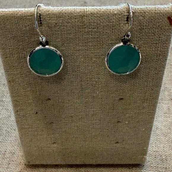 Stella & Dot Silver and Teal Earrings - Picture 2 of 2